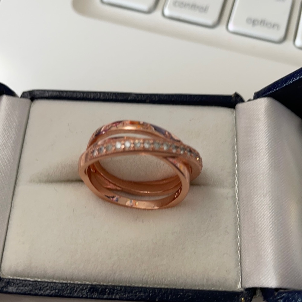 Pandora crossover pave triple band ring
